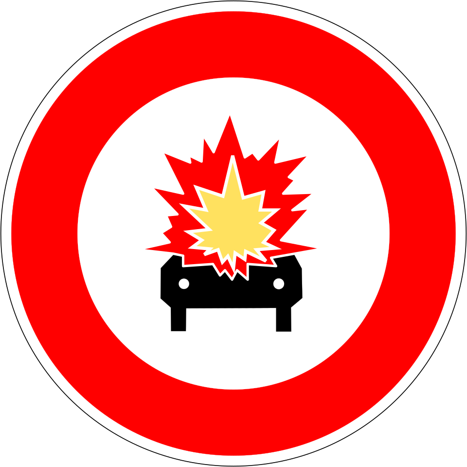 Accès interdit aux véhicules transportant des marchandises explosives