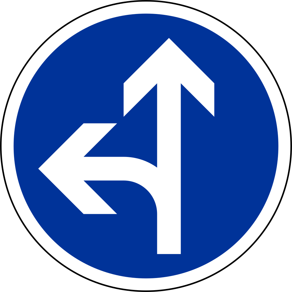 Directions obligatoires tout droit ou à gauche